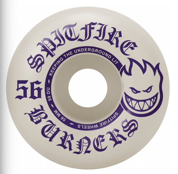 Spitfire Wheels - 56mm 99a - Burners - White/Purple