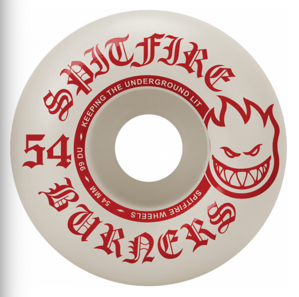 Spitfire Wheels - 54mm 99a - Burners - White/Red