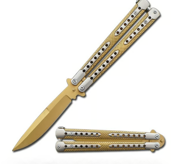 Swift Golden Balisong Two-Tone Titanium Coated Butterfly Knife