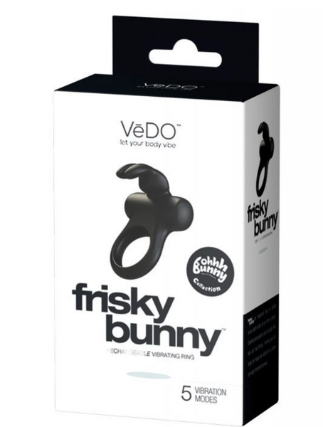 VeDO Frisky Bunny Rechargeable Vibrating Ring - Black Pearl
