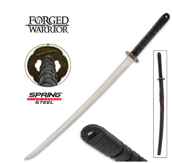 Forged Warrior Ninja Battle Sword And Scabbard - Spring Steel Blade