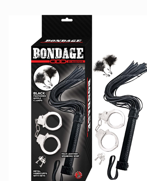 Bondage By Nasstoys Whip, Feather, & Cuffs