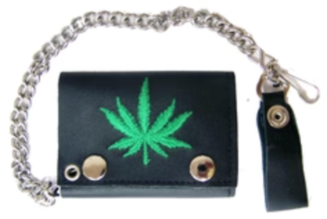 Trifold Leather Wallets w/ Chain - Assorted