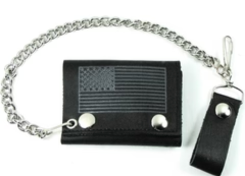 Trifold Leather Wallets w/ Chain - Assorted