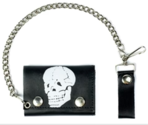 Trifold Leather Wallets w/ Chain - Assorted