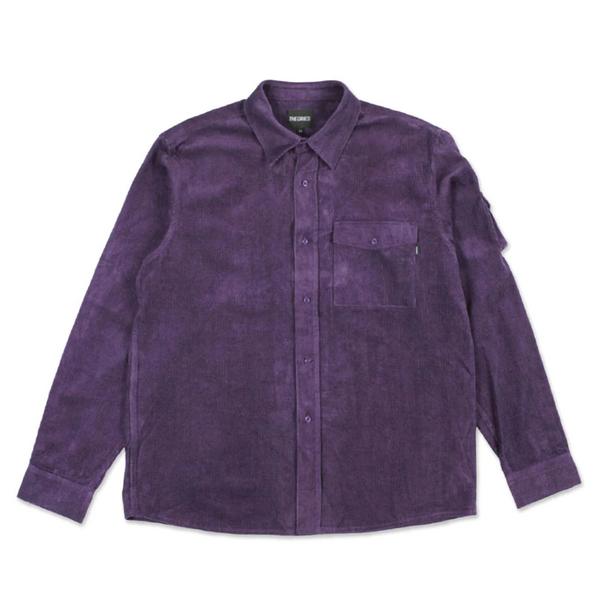 Theories Corduroy - Winston Utility Button Up Shirt - Eggplant Purple