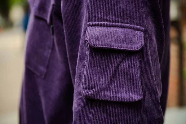 Theories Corduroy - Winston Utility Button Up Shirt - Eggplant Purple
