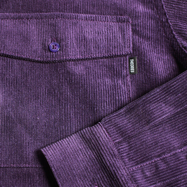 Theories Corduroy - Winston Utility Button Up Shirt - Eggplant Purple