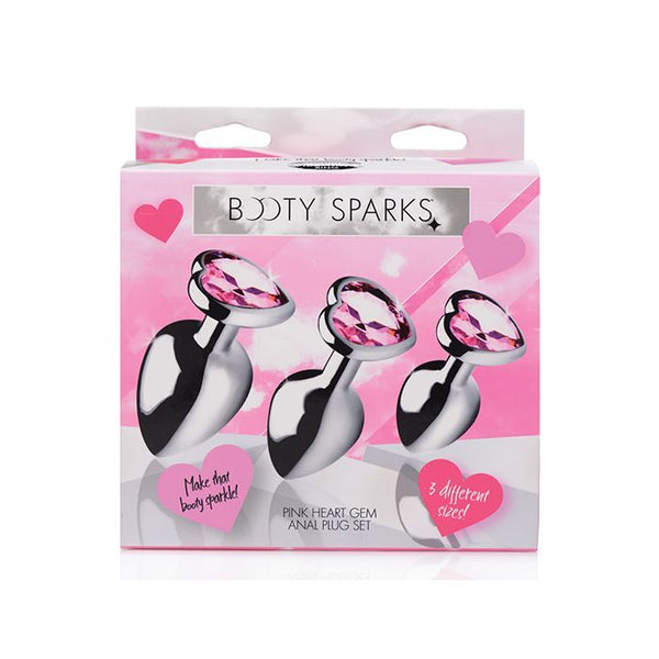 Booty Sparks Pink Heart Gem Anal Plug Set