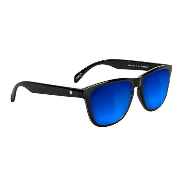Glassy Sunglasses - Deric Polarized Black w/ Blue Mirror