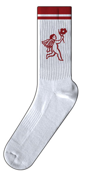 Psockadelic - Angel Boy Crew Socks - White/Red