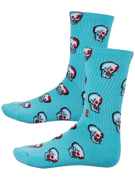 Psockadelic - Blue Red Skulls Crew Socks