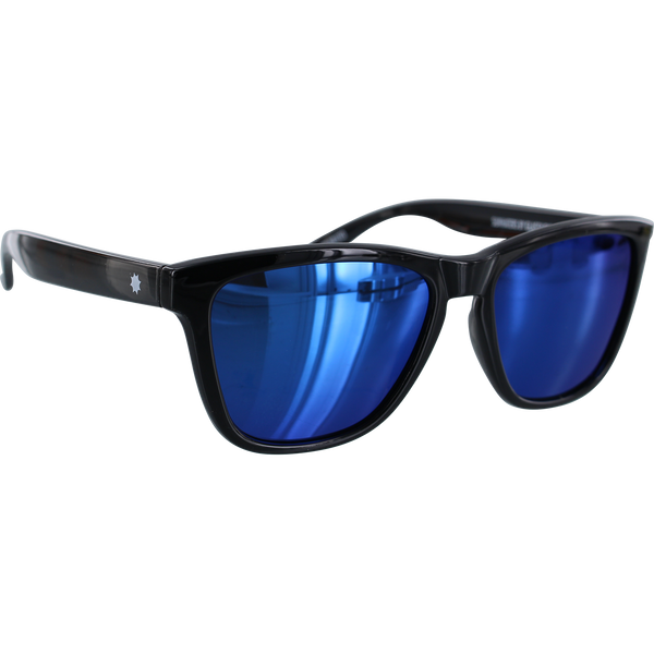 Glassy Sunglasses - Deric Polarized Black w/ Blue Mirror Lens