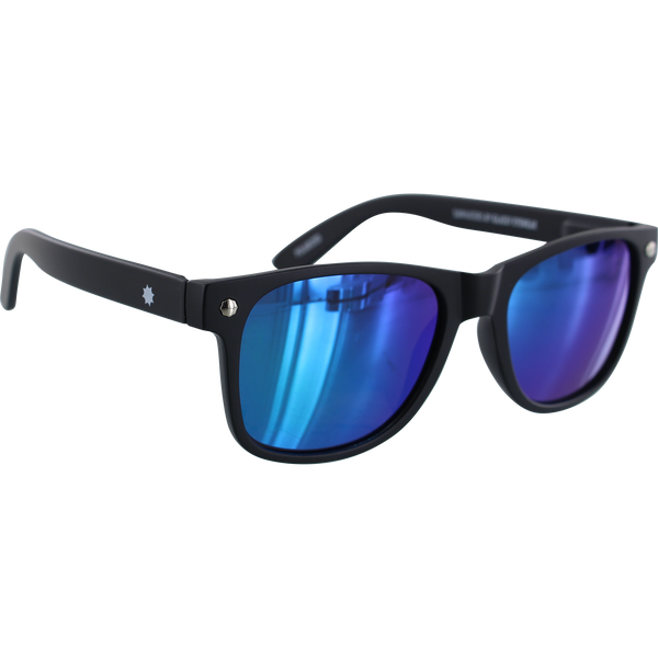 Glassy Sunglasses - Leonard Polarized Matte Black / Green Blue Mirror