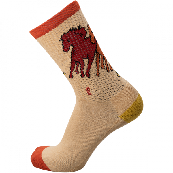 Psockadelic - Horses Running Free Socks - Tan / Orange