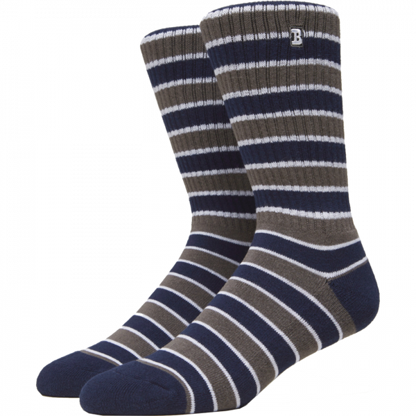 Baker Crew Socks - Striped Blue / Grey