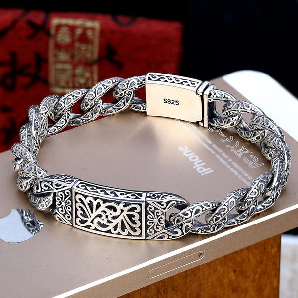 Sterling Silver Embossed Roman Vintage Bracelet
