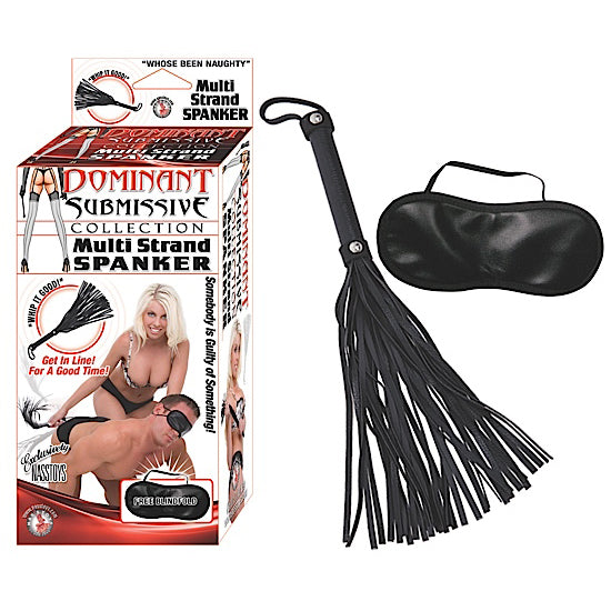 Dominant Submissive Collection - Multi Strand Spanker Whip w/ Blindfold