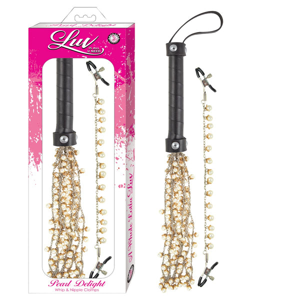 Luv Pearl Delight Whip & Nipple Clamps