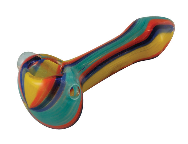 4" Multicolored Glass Pipe w/ Stripes