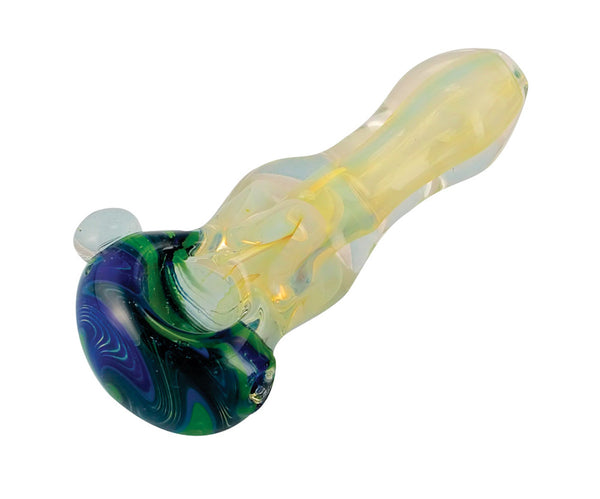 Fumed Glass Pipe W/ Twisted Color Linework Design