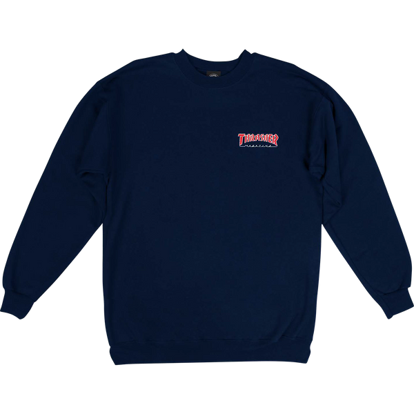 Thrasher Red/Navy Blue - Embroidered Logo Crew Sweatshirt - Size MD