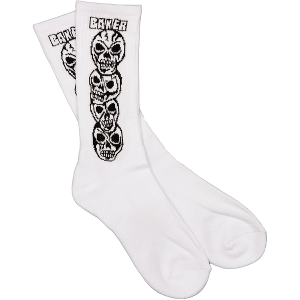 Baker Stack Skull Crew Socks - White / Black
