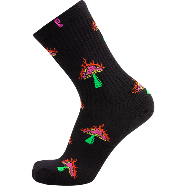 Psockadelic Burner Mushroom Crew Socks - Black
