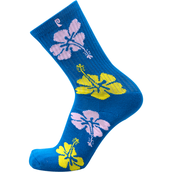 Psockadelic Flower Crew Socks - Blue