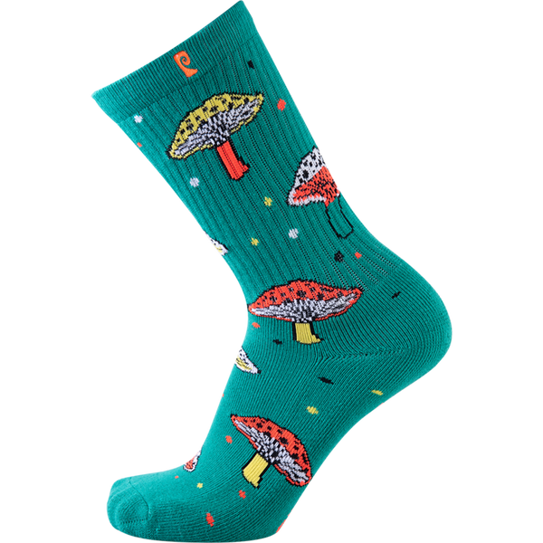 Psockadelic Fungi Crew Socks - Teal/Orange