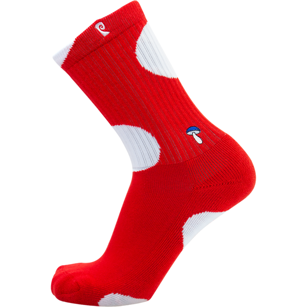 Psockadelic Shroom Top Crew Socks - Red