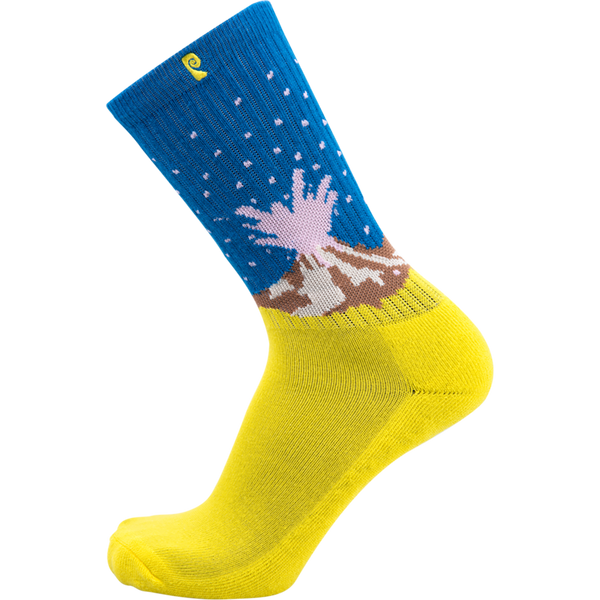 Psockadelic Volcano Crew Socks - NeonYel/Blue