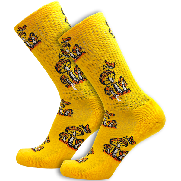 Psockadelic - Mushroom Crew Socks - Yellow