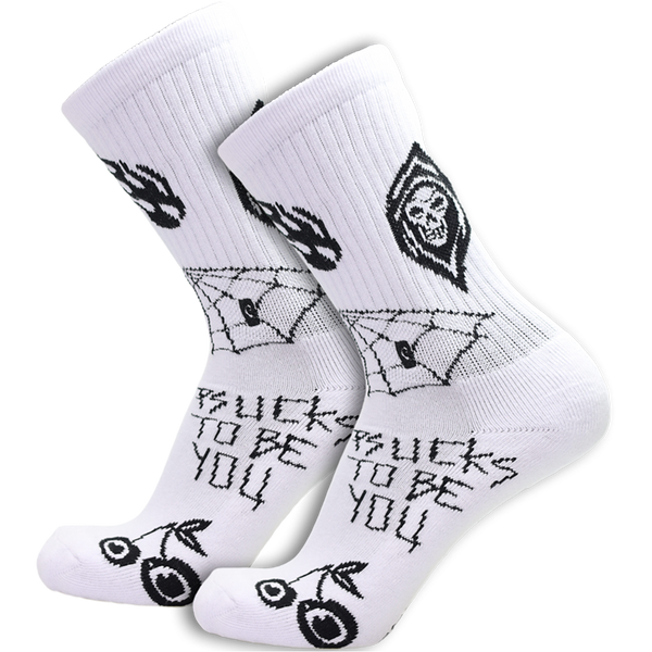 Psockadelic - Psucks to be You Crew Socks - White