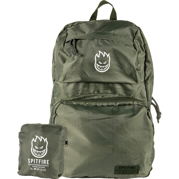 Spitfire - Burn Division Nylon Packable Backpack Bag - Military Green / White