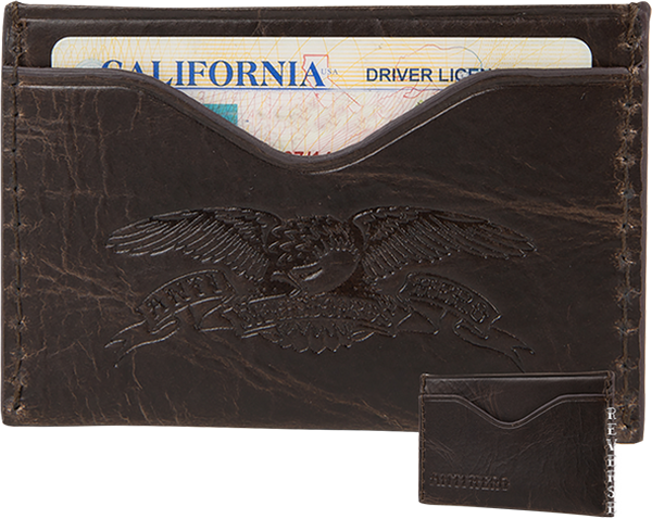 Anti-Hero Eagle Card Holder Wallet - Brown Leather