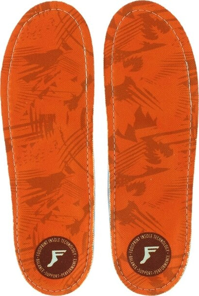 Footprint Kingdom Orthotic Insoles - Orange Camo Size 9/9.5