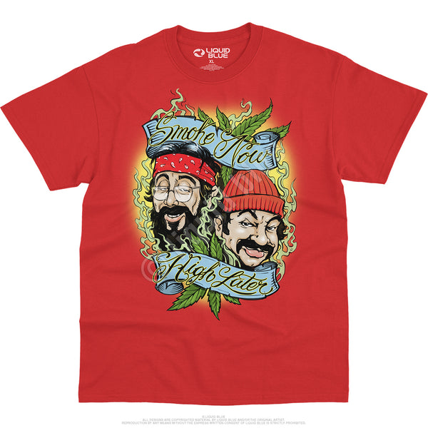 Cheech and Chong Smoke Now High Later Red T-Shirt