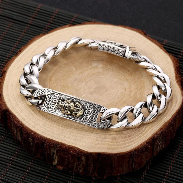 Sterling Silver Horse Whip Chain Body Money Pixiu Bracelet