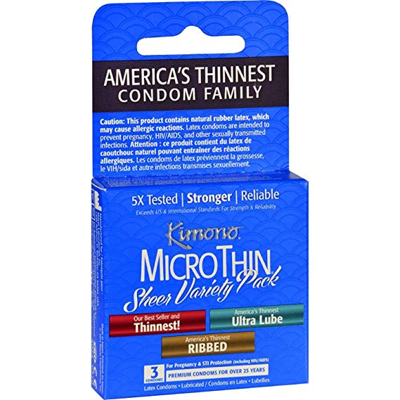 Kimono Micro Thin Condoms Variety Pack - Box of 3