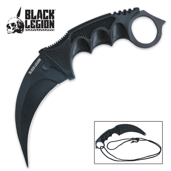 Black Legion Ninja Warrior Karambit Neck Knife With Sheath