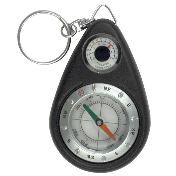 Compass Keychain with Thermometer