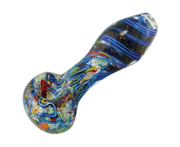 Dichroic Glass Pipe w/ Twists - 4.25"