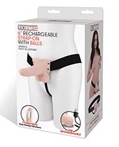 Lux Fetish 6" Rechargeable Strap On w/Balls