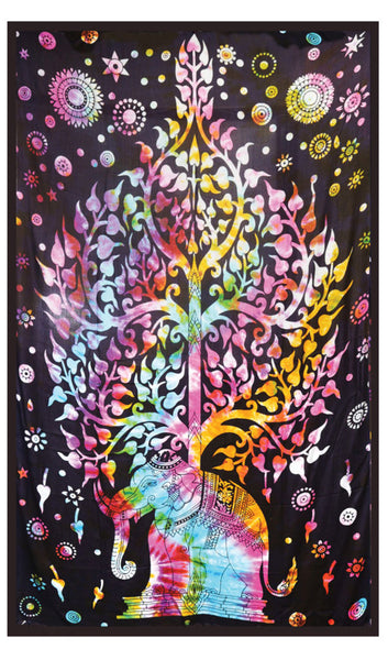 Elephant Tree Tie Dye Tapestry - 54"x86"