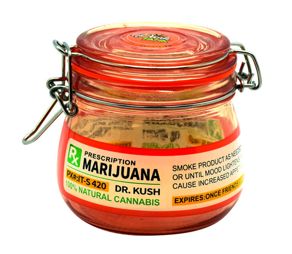 Faux Prescription Glass Jar | Dank Tank Latch Lid Glass Storage Jar