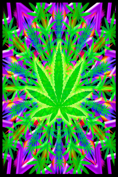 Heady Leaf Blacklight Poster