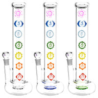 Hollow Base Chakra Water Pipe | 14" | 19mm F | Colors Vary