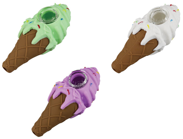 Ice Cream Silicone Handpipe - 4.5" / Assorted