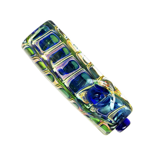 Iridescent Jewel Squared Glass Hand Pipe - 3.75"
